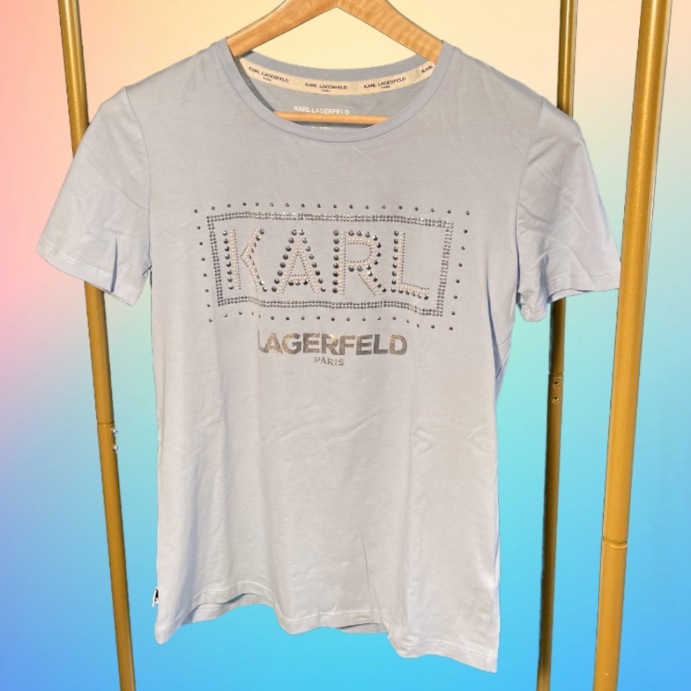 KARL LAGERFELD BABY BLUE RHINESTONE SHIRT